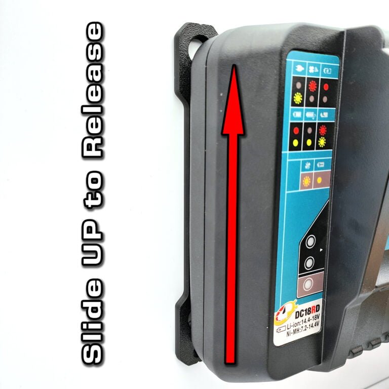 Makita DC18RD Charger Wall Mounted using 3d printed brackets