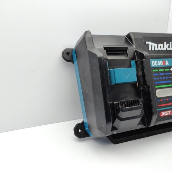 Left Side of Makita DC40RA Charger with Wall Mount bracket attached