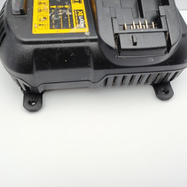 Bottom Side of DeWalt DCB105 Charger with Wall Mount brackets attached