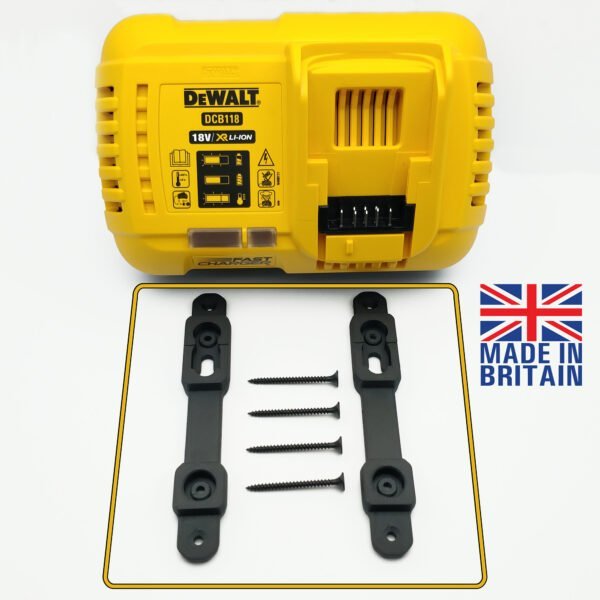 Black Wall Mount for DeWalt DCB118 Flexvolt Battery Charger