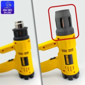 Extended carbon fibre nylon heat shield for DeWalt heat gun D26411/D26414 – safer nozzle cover