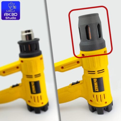 Extended carbon fibre nylon heat shield for DeWalt heat gun D26411/D26414 – safer nozzle cover